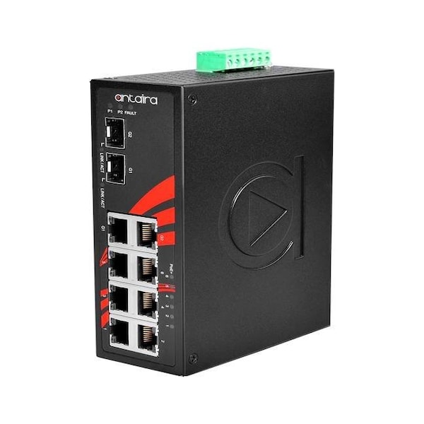 8-Port Industrial PoE+ Unmanaged Ethernet Switch, w/6-10/100Tx *+ 2-Gigabit Combo Ports